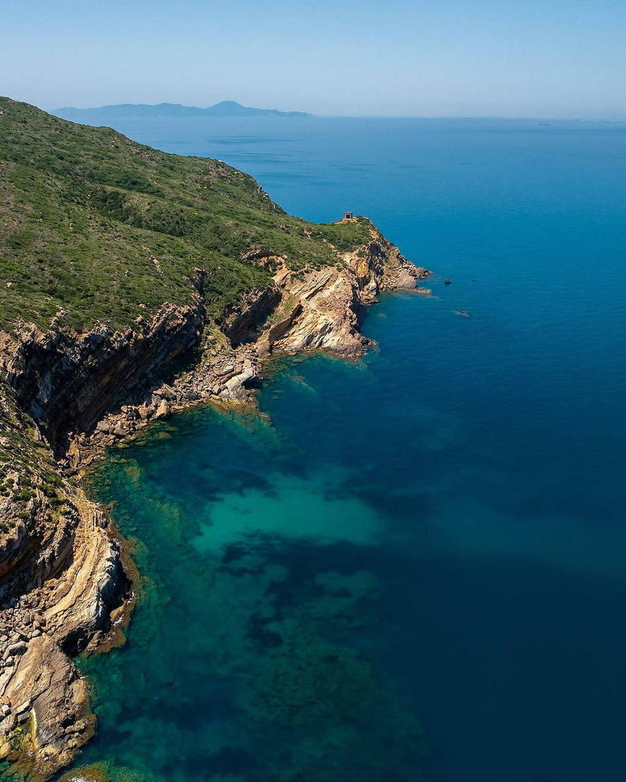 High coastal cliffs above the Mediterranean Sea